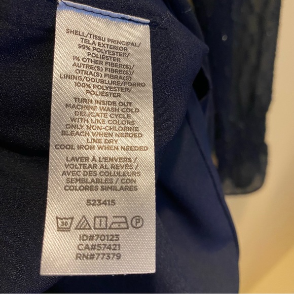 COPY - Ann Taylor Navy petite high neck long sleeve blouse S - Picture 6 of 10